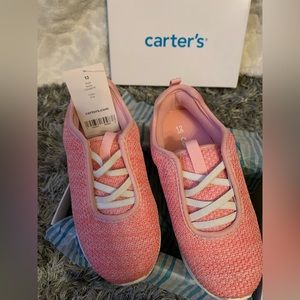 NWT/NIB Carters Pink Rushy, easy pull on, tennis shoe. Toddler size: 12